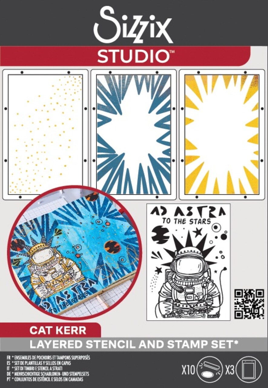 Sizzix Studio Stamps 10/Pkg and Stencils 3/Pkg by Cat Kerr-Ad Astra
